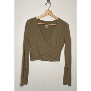 Victorias Secret PINK Crop Top – Size M – Beige – Cotton Blend – Crossover Front